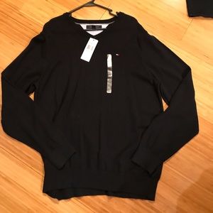 Tommy Hilfiger Long Sleeve VNECK Sweater BLACK XL