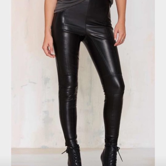 Nasty Gal Pants - Nasty Gal Ride or Die Skinny Black Moto Leggings
