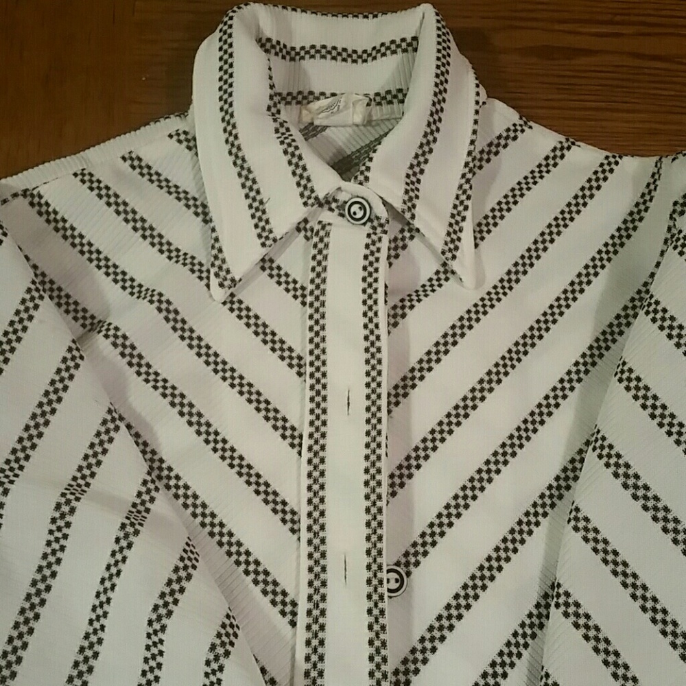 Retro Button- Down Polyester Shirt - Picture 2 of 2
