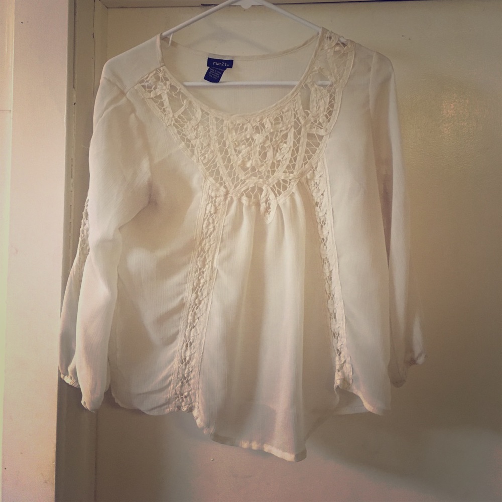 See through cream quarter sleeve