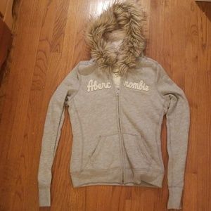 Grey Hoodie with faux fur, ABERCROMBIE