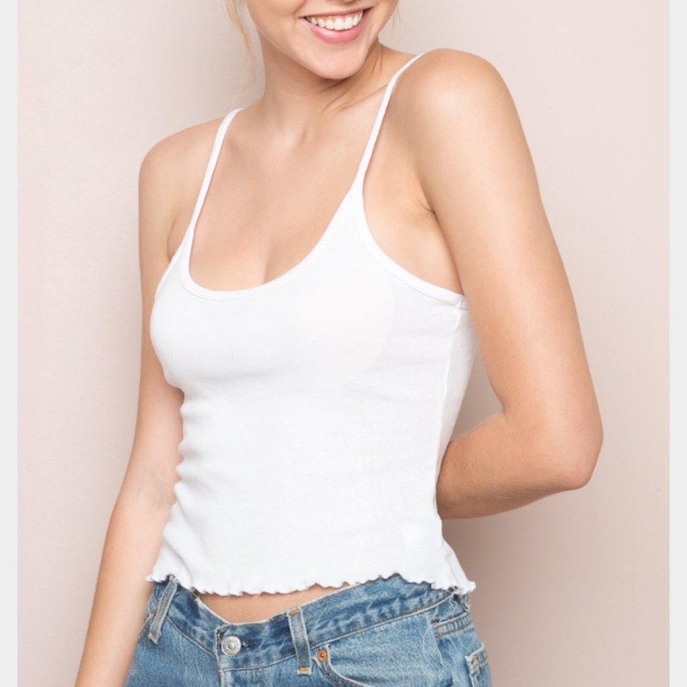 Brandy Melville white Kimbell tank ruffle