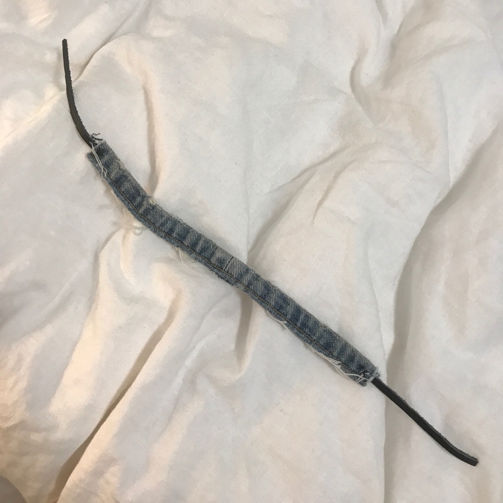 Denim Choker with leather tie straps