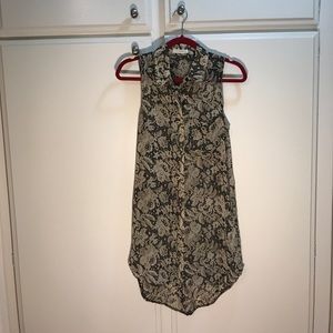 Chiffon lace printed button up tunic