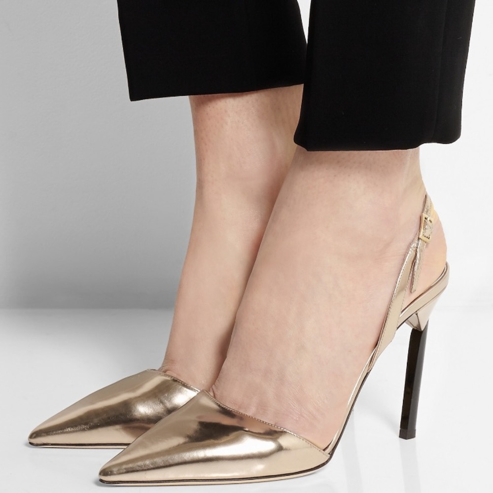 Jimmy Choo Rose Gold Leather Pumps Size 8.5/38.5