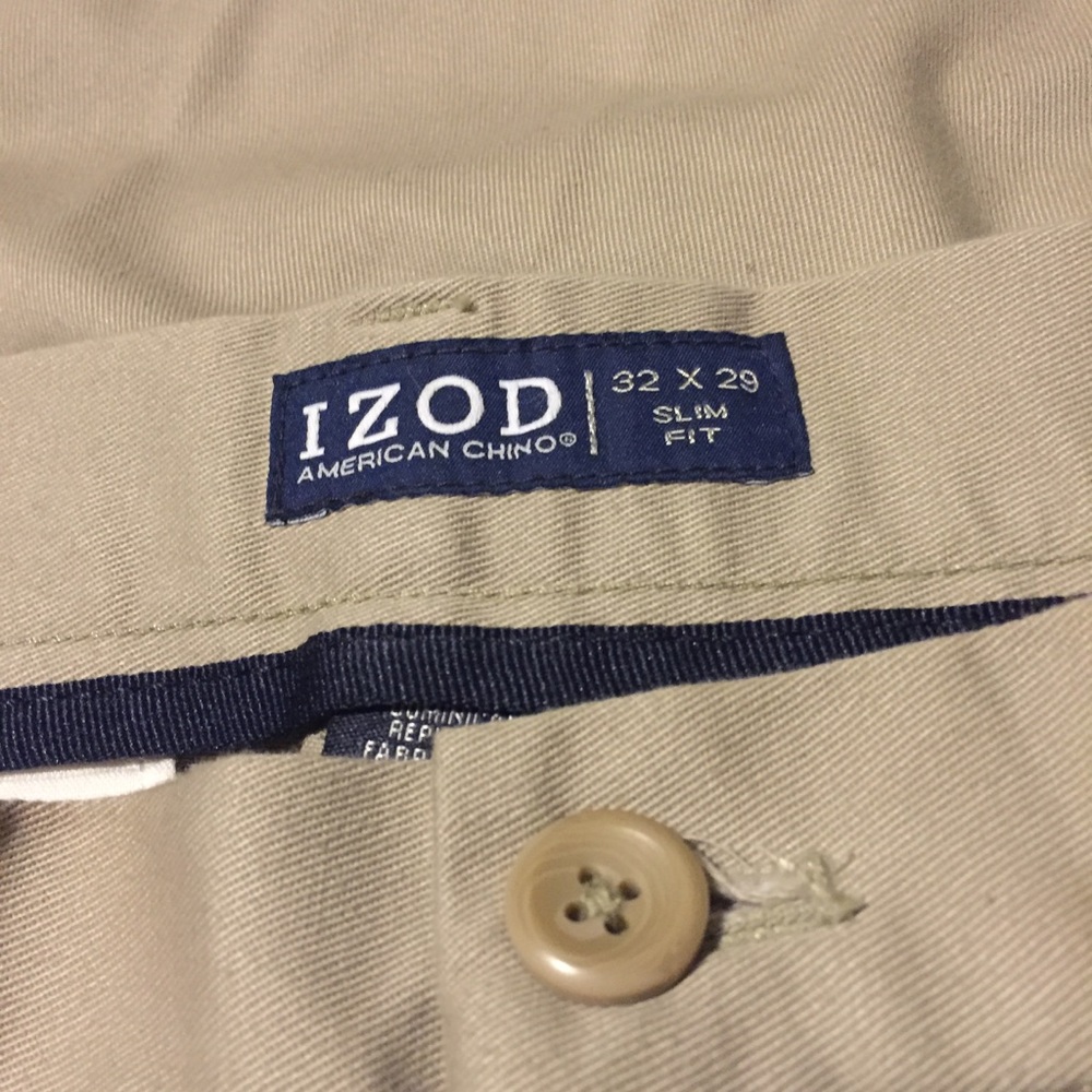 Izod Men's Khaki Chinos - Slim Fit - Picture 4 of 4