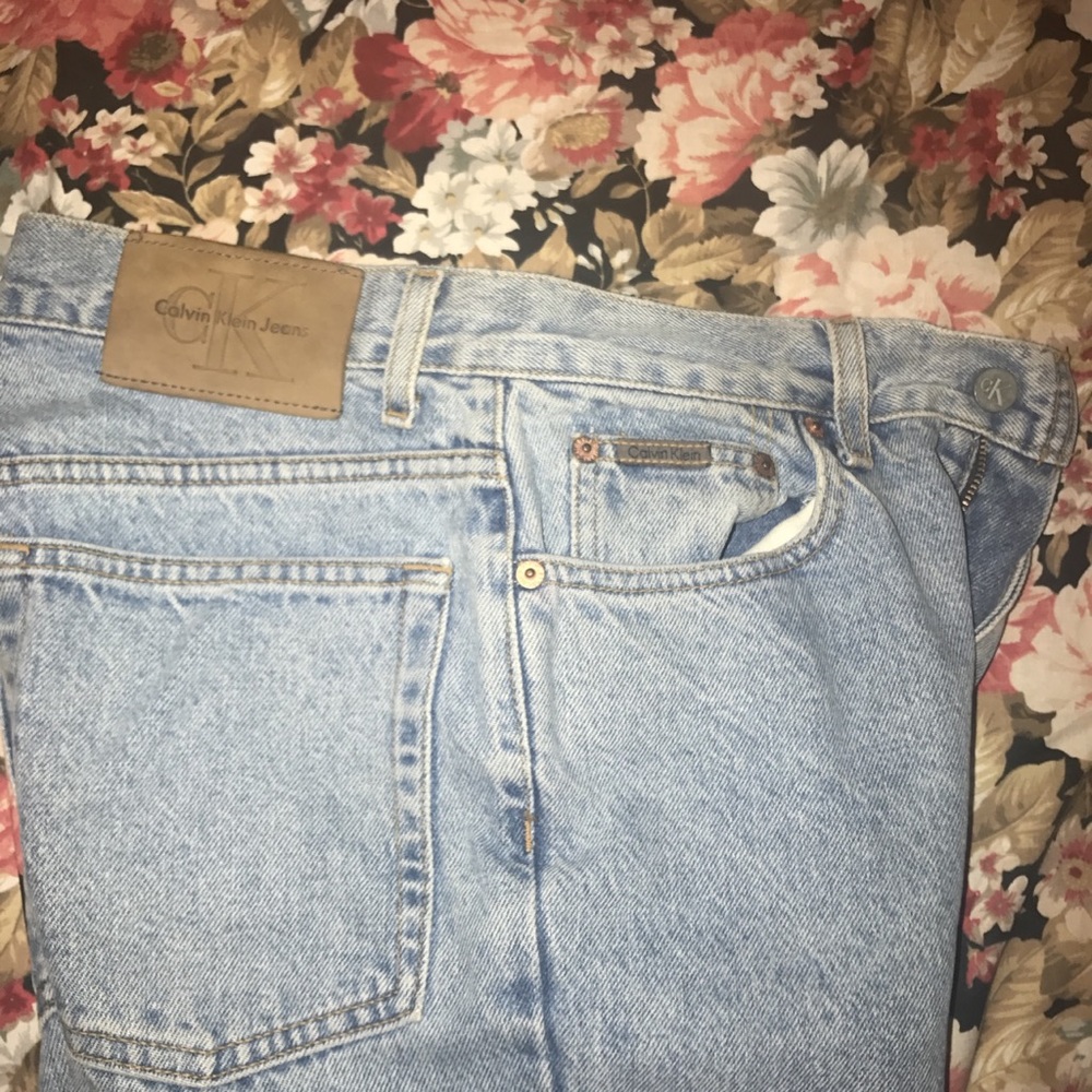 Calvin Klein baby blue slim high waist jeans