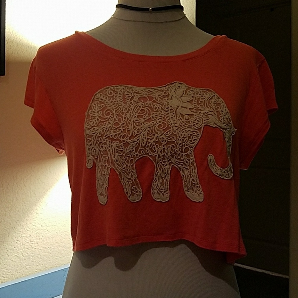Orange Elephant Crop Top
