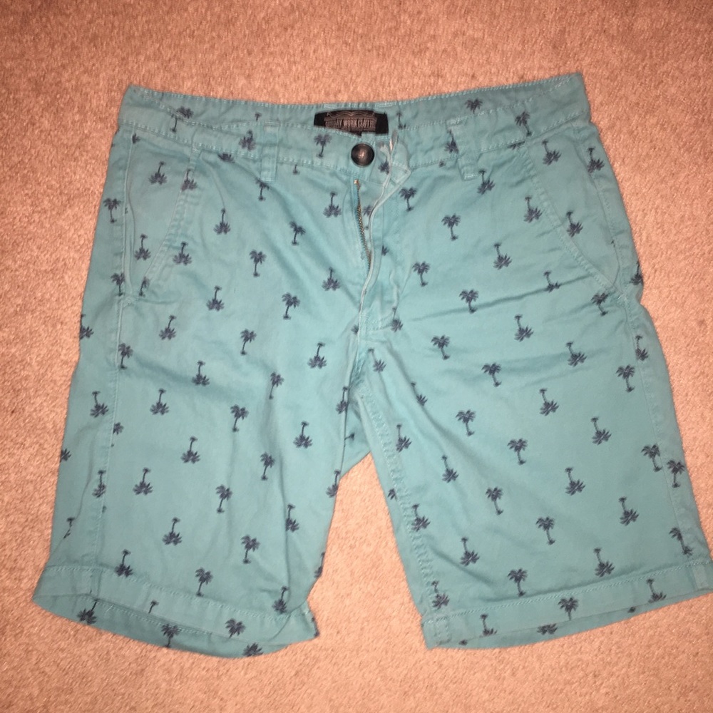 Blue, Palm Tree Shorts