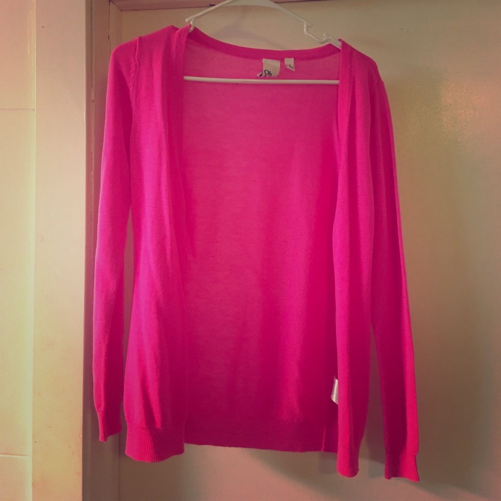 Bright pink cardigan