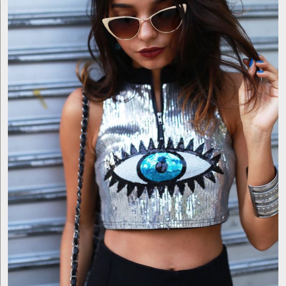 Sequin eye croptop