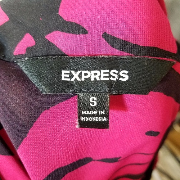 Express Halter Razor Back Ruffled Pink & Black Top - Picture 6 of 8