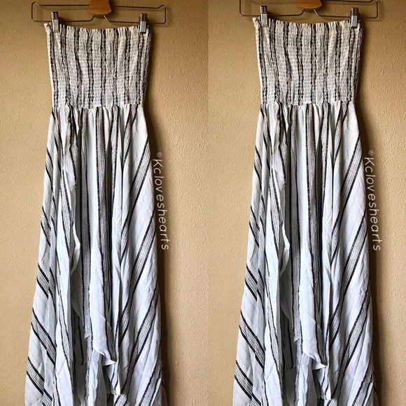 Stripe Strapless Beach Slit Dress - Picture 2 of 2