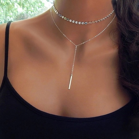 Free People Jewelry - New🎉 Silver• Coin / Disc Danity Layered Choker