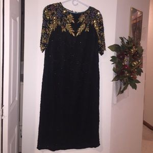 Vintage Black Beaded Sequin Dress