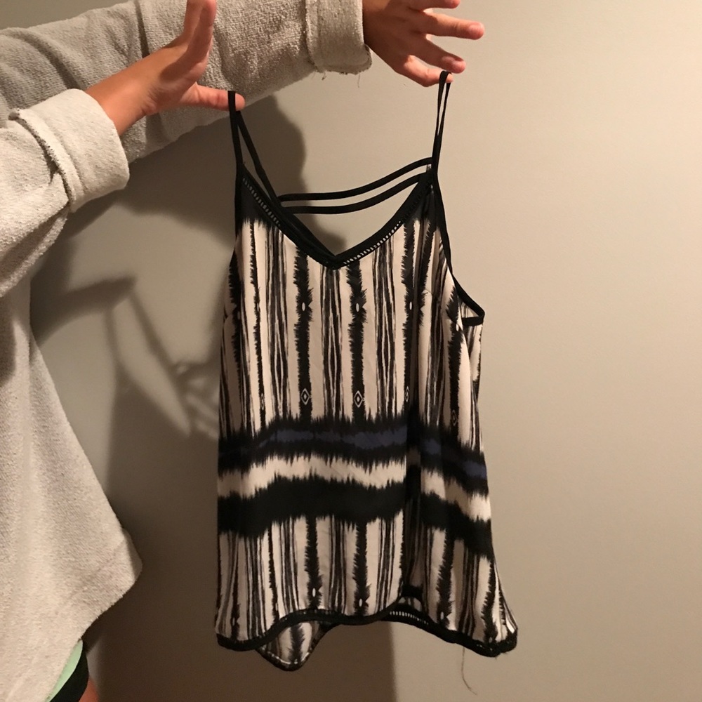 Blue black and white tank top