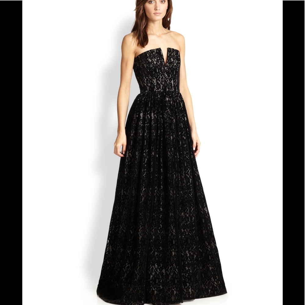 PROM! Alice+Olivia Lace Bustier Black Evening Gown