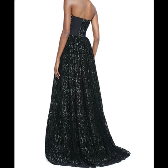 PROM! Alice+Olivia Lace Bustier Black Evening Gown - Picture 4 of 5