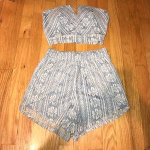Blue & White Lace 2-piece set Women's Small