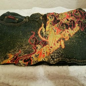 Baby phat glitter denim mini skirt