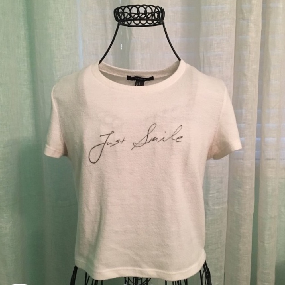 Just Smile White Cropped T-shirt