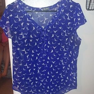 Mesh Blouse Bird Design