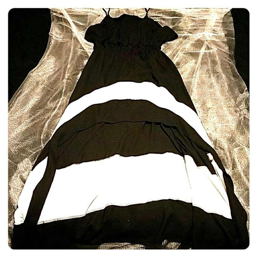 High-low black and white dress