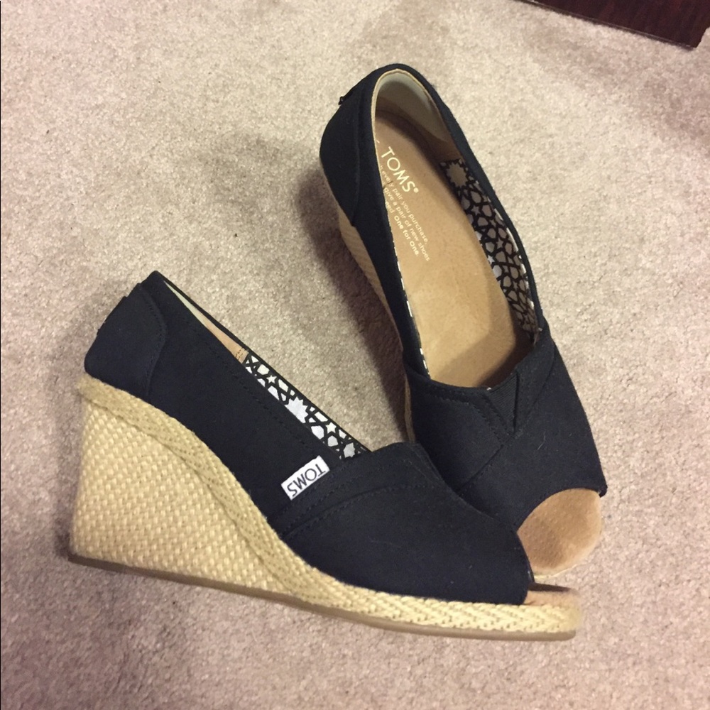 Black TOMS Wedges