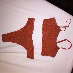 Ruched sunburnt orange bikini set never worn