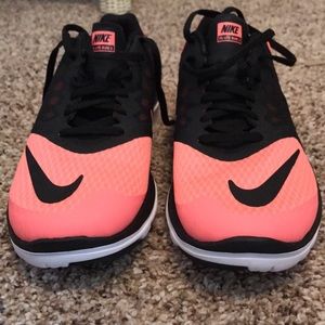 Pink Nike running shoes
