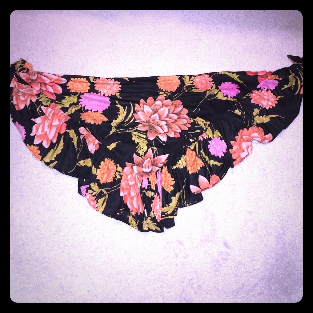 Floral Vintage Scarf Wrap Black Pink Orange