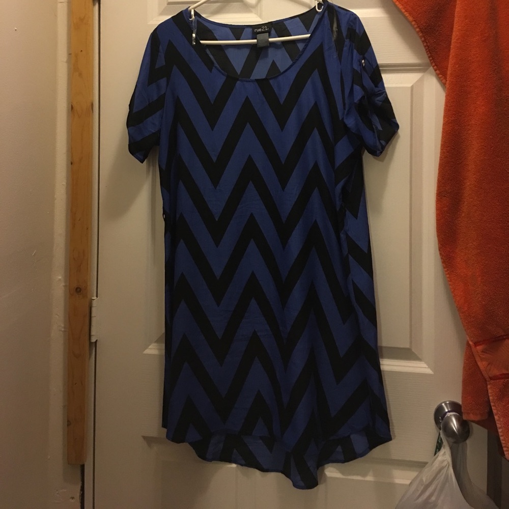 Blue and Black cheveron Dress