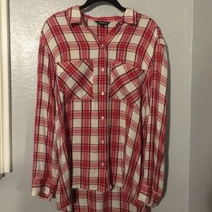 Pink and white flannel