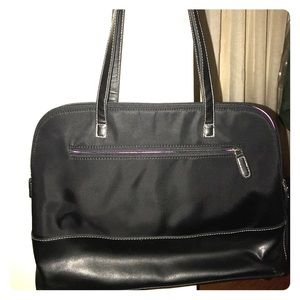 Women's black and hot pink laptop bag