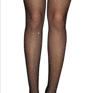 Embellished- crystal rhinestone black fishnets