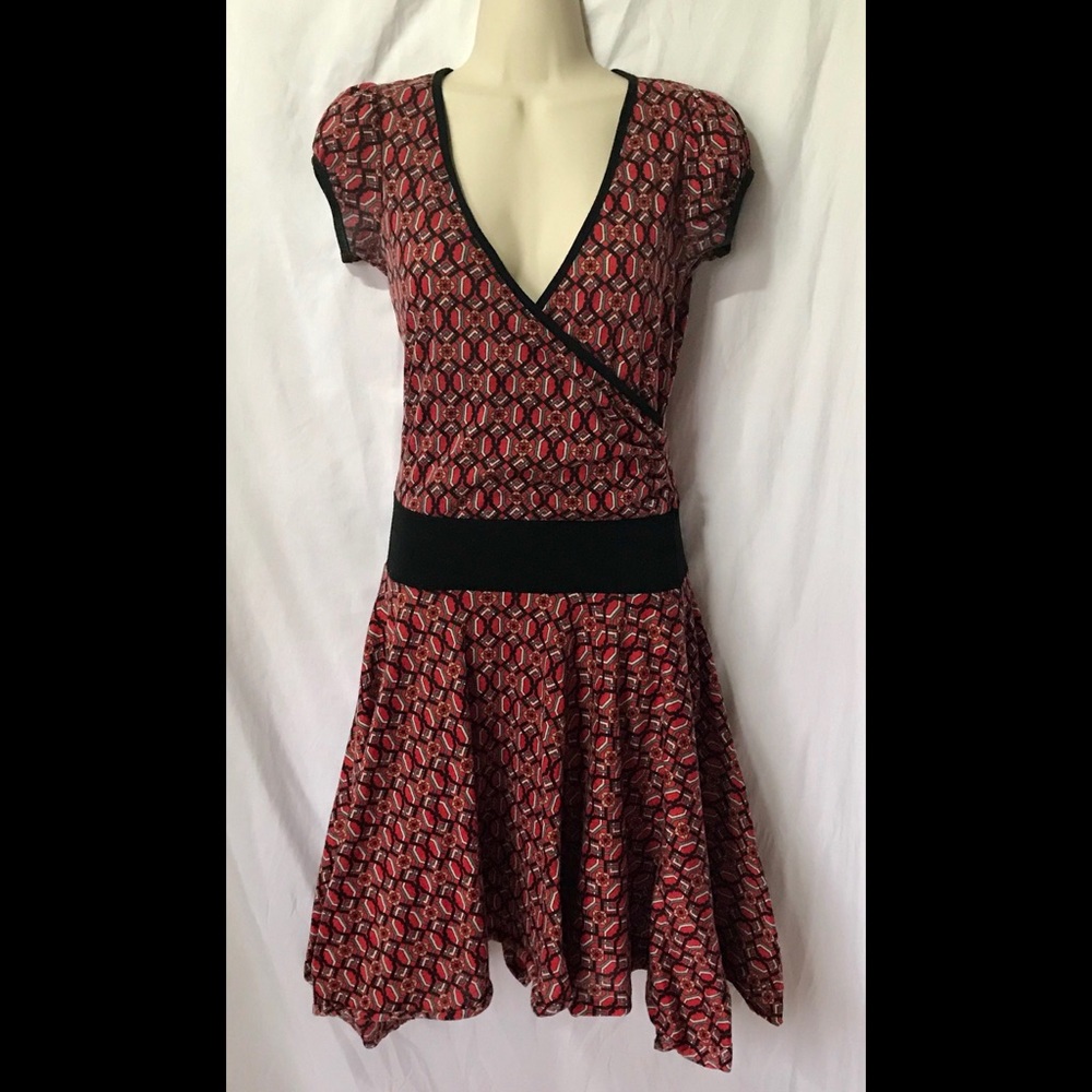 Sexy flair, low v-neck deep red XXI dress in small