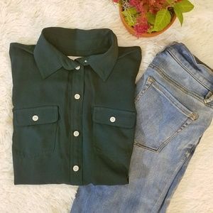 SALE!! Loft Petite Green Utility Blouse