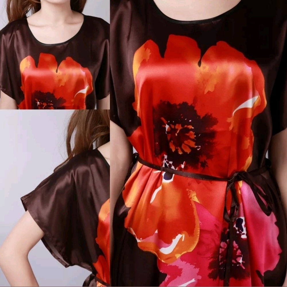 NWT Satin Dress Dark Brown One Size- FreeSize