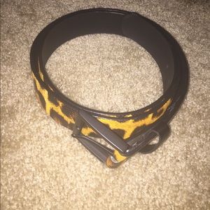 Women's faux leather leopard print belt plus size