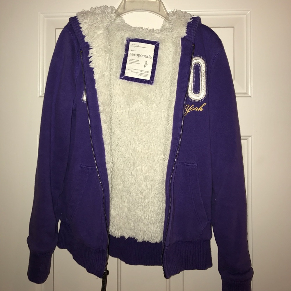 Aero purple fuzzy sweatshirt/jacket