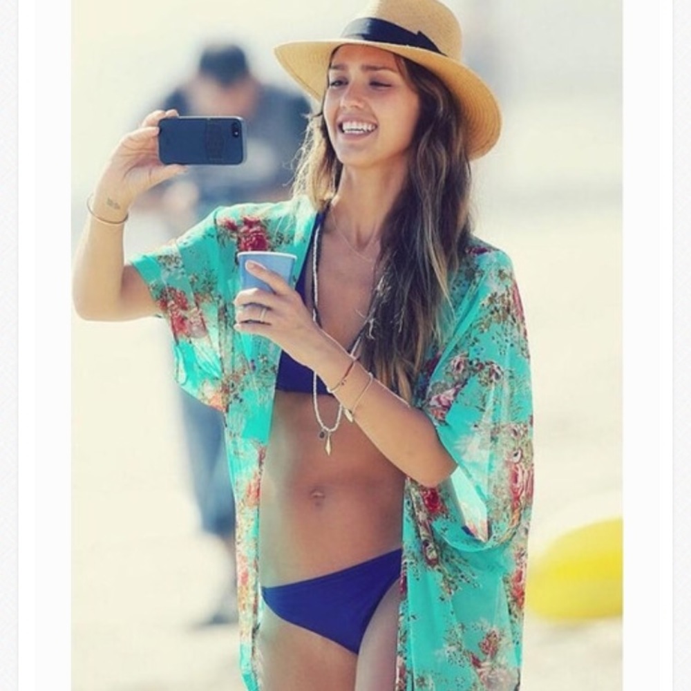 Floral Kimono Bikini Cover Up Cardigan
