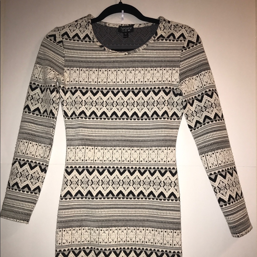 TOPSHOP: black and white body-con dress // winter