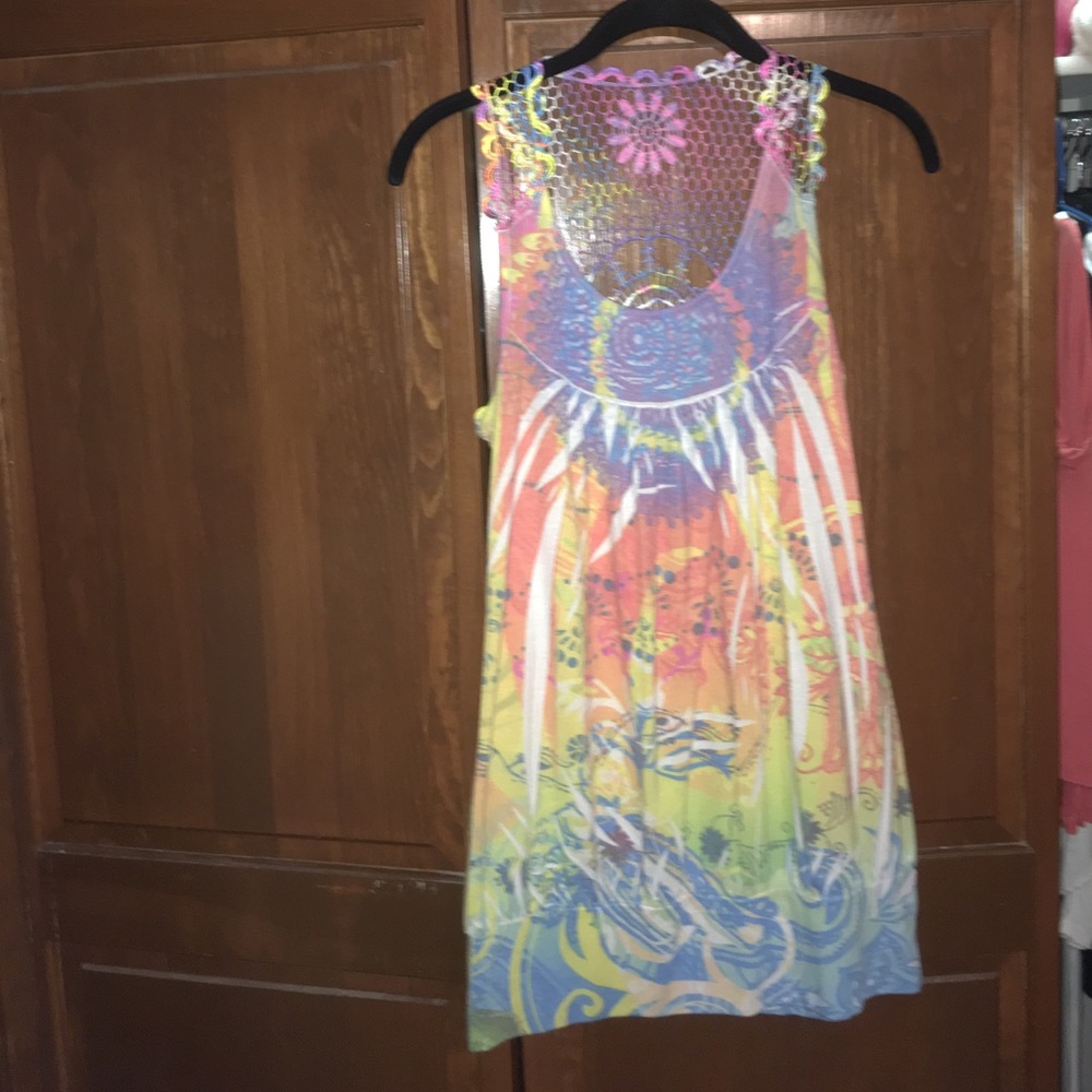 Beautiful Rainbow Cutout Floral Back Boho Dress