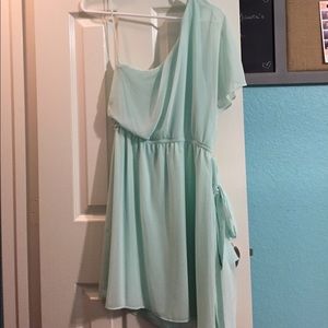 Off the shoulder mint dress