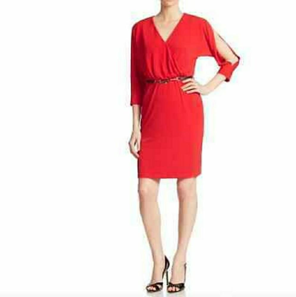 Calvin Klein Cold Shoulder 3/4 sleeve Red Dress