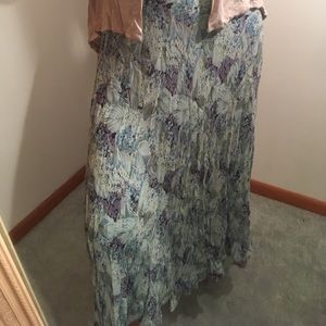 Sarah Arizona Floral Teal Reversible Maxi Skirt