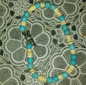 Turquoise & white handmade African beads...
