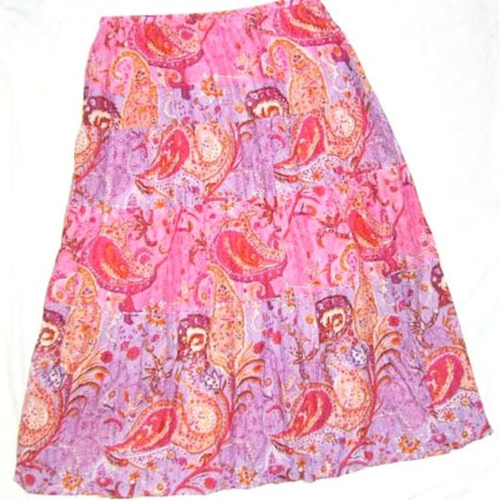 Kaktus Pink/Purple Paisley Peasant Skirt Sz MEDIUM