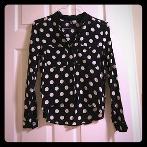 H&M black and white polka-dotted blouse.