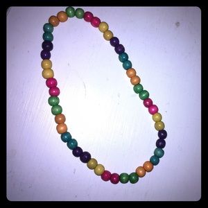 Retro Colorful Rainbow Wood Beaded Necklace OS